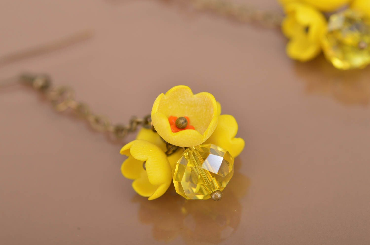 Unusual handmade plastic flower earrings fashion accessories gifts for her photo 2