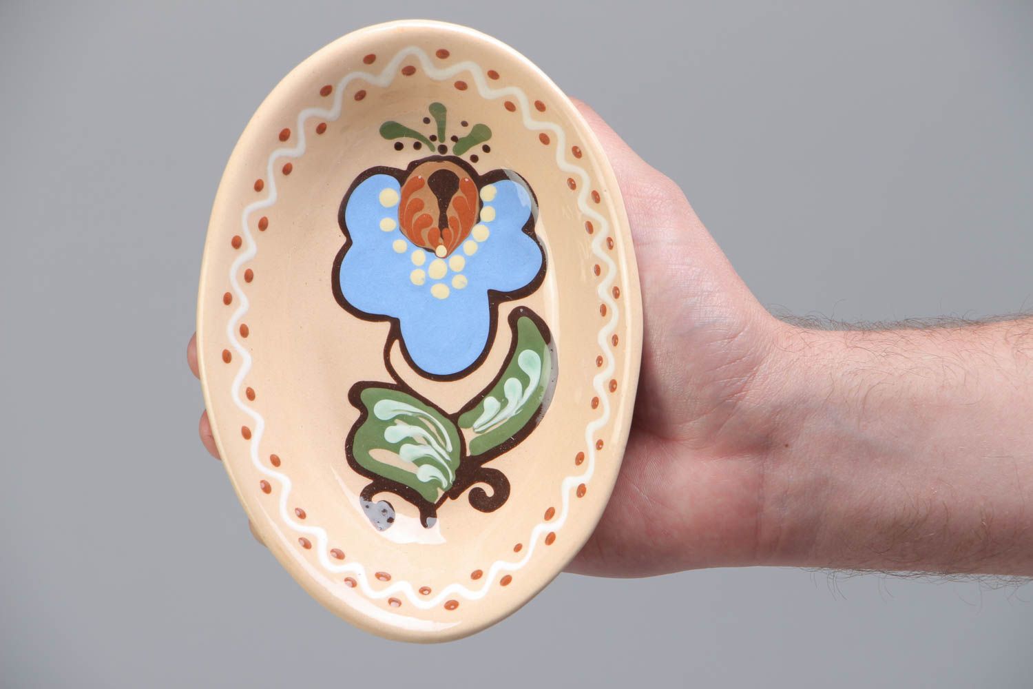 Escudilla de cerámica original hecha a mano de estilo étnico estilosa pintada foto 5