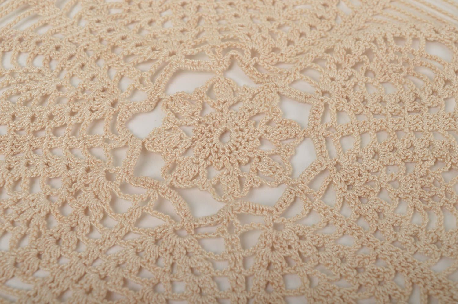Handmade openwork napkin home decor white crocheted napkin beige lace napkin photo 3