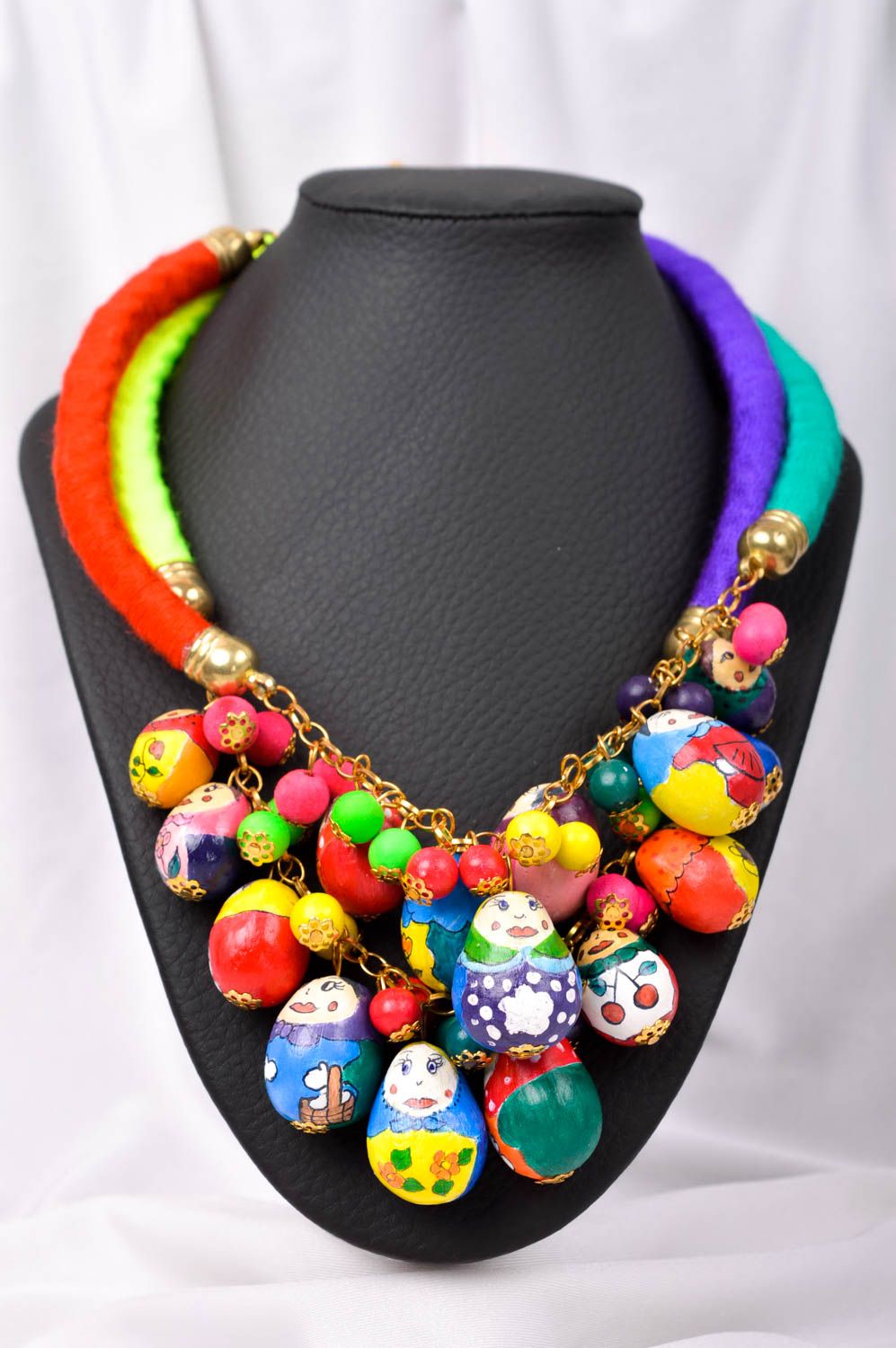 Handmade bright textile necklace unusual designer necklace elegant jewelry photo 1