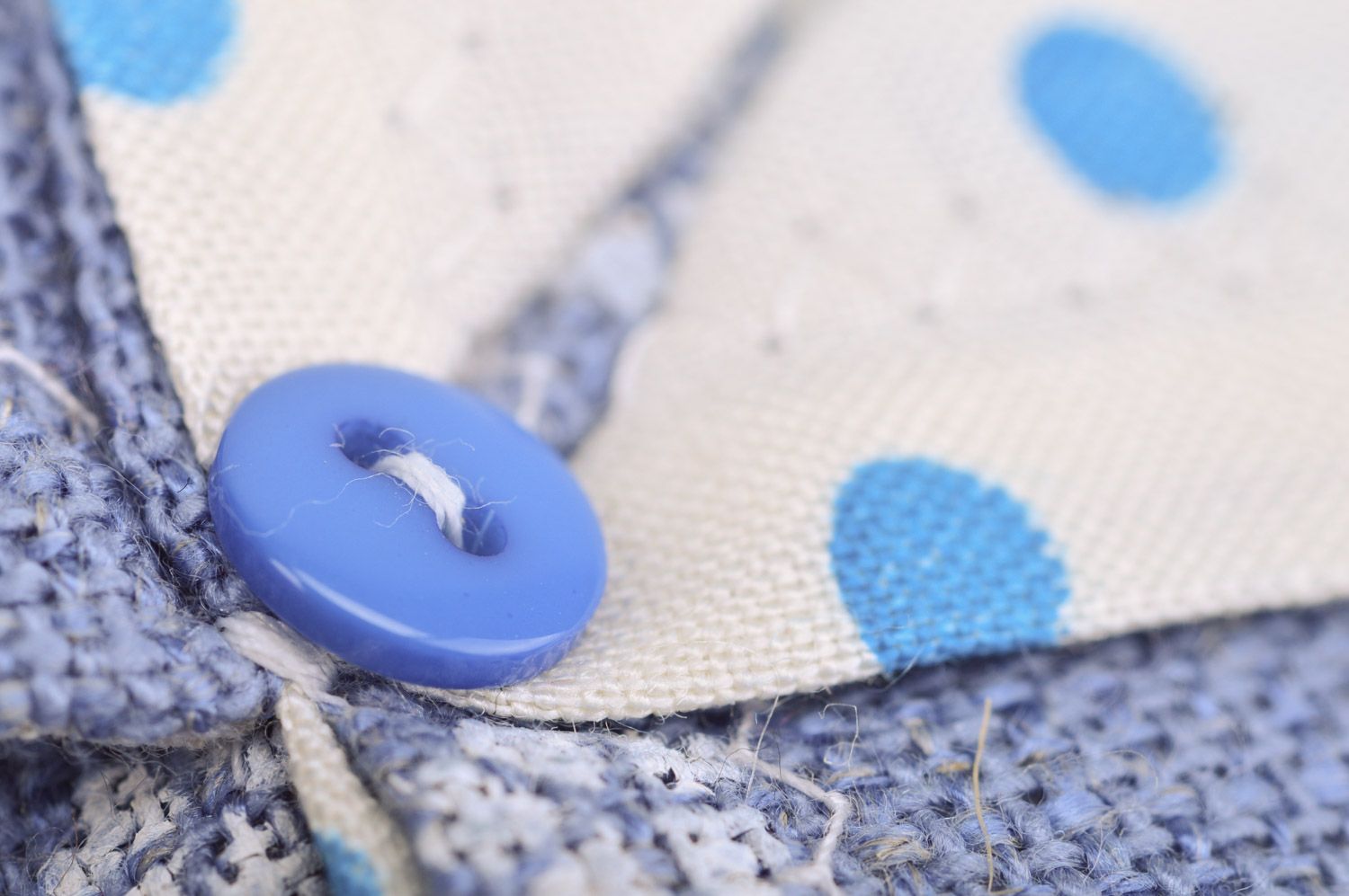 Handmade travel bag for napkins sewn of blue cotton fabric with napkins  photo 4