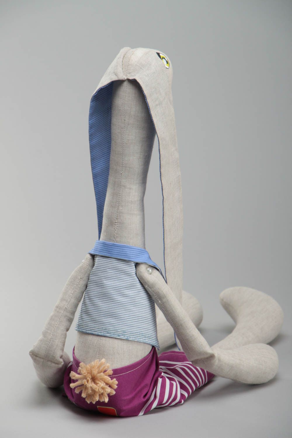Künstlerisches Textil Kuscheltier Hase mit langen Ohren grau für Kinder und Haus Dekor foto 4