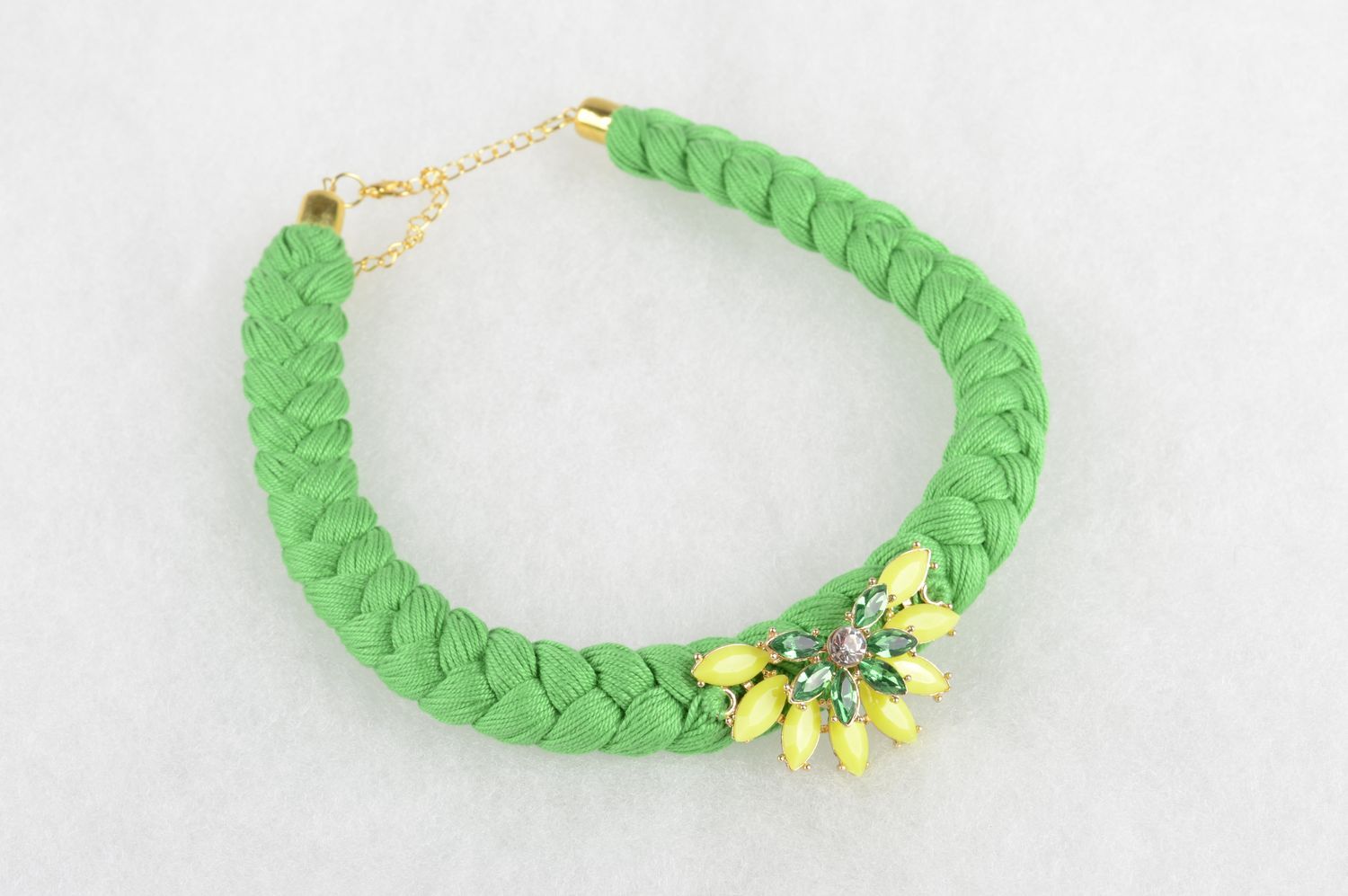 Handmade beautiful massive necklace unusual green accessory cute jewelry photo 5
