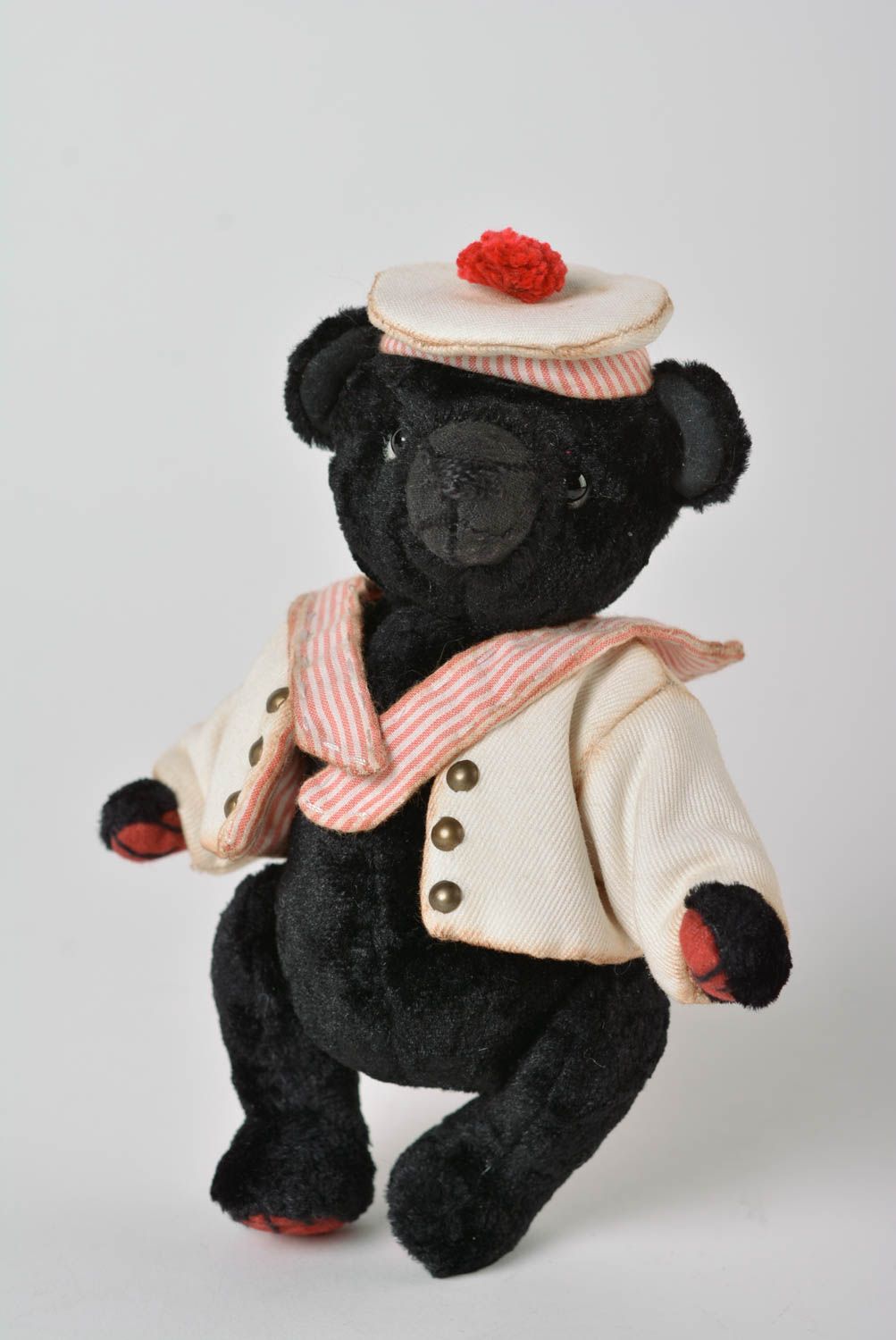Peluche ours noir Jouet fait main en tissu original Cadeau pour enfant photo 1