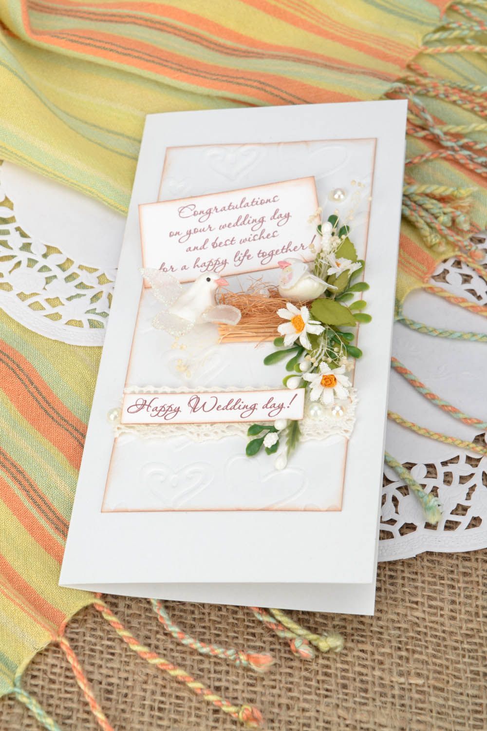Carte de vœux artisanale pour mariage faite main photo 1