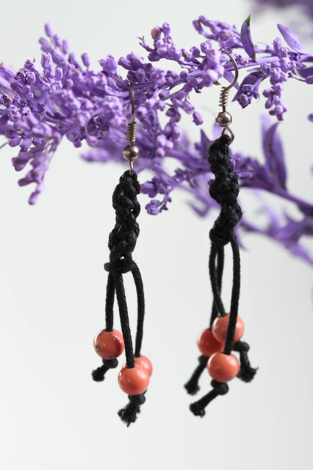 Stylish handmade cord earrings gemstone bead earrings beaded earrings design photo 1