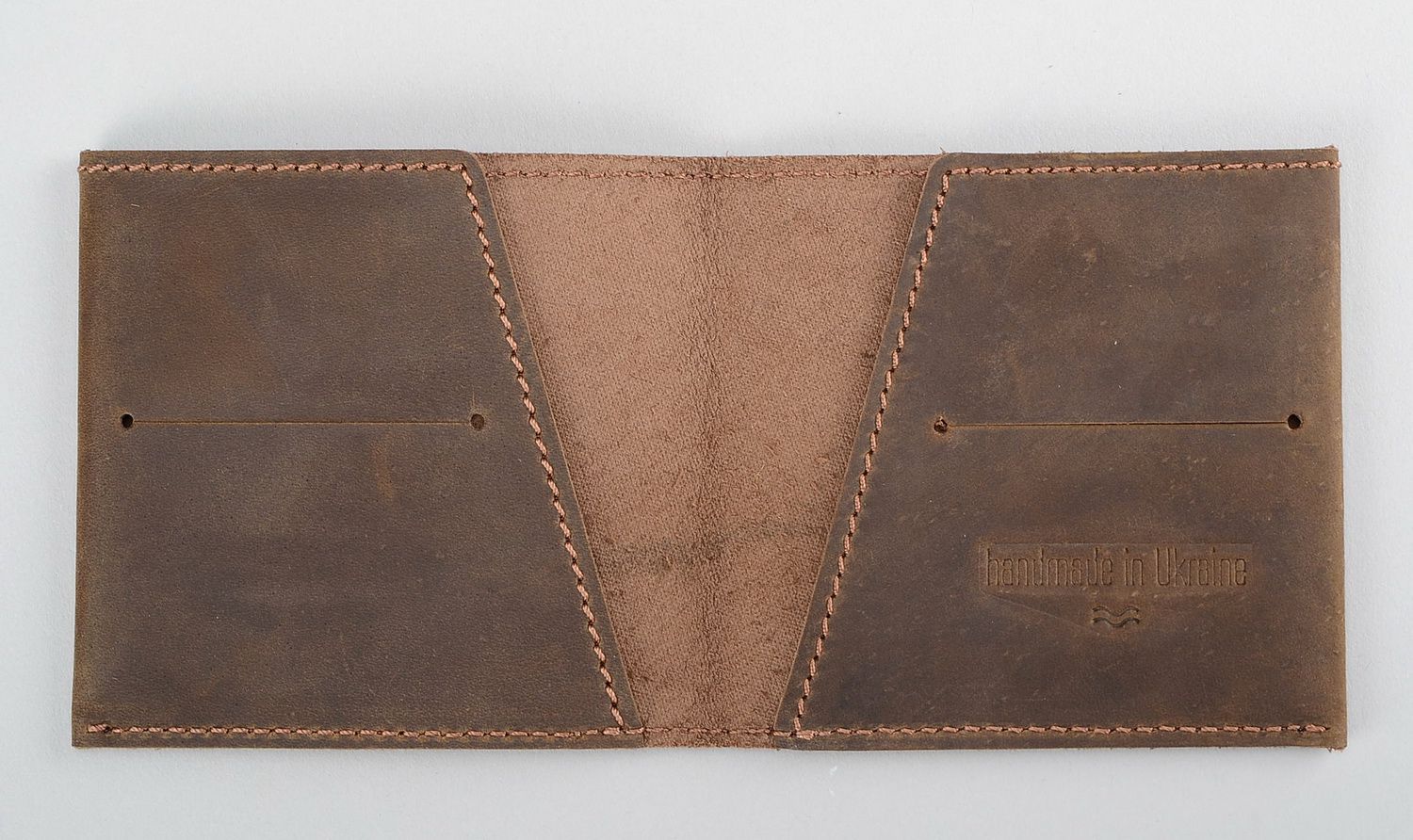 Braune Geldtasche aus natürlichem Leder foto 2