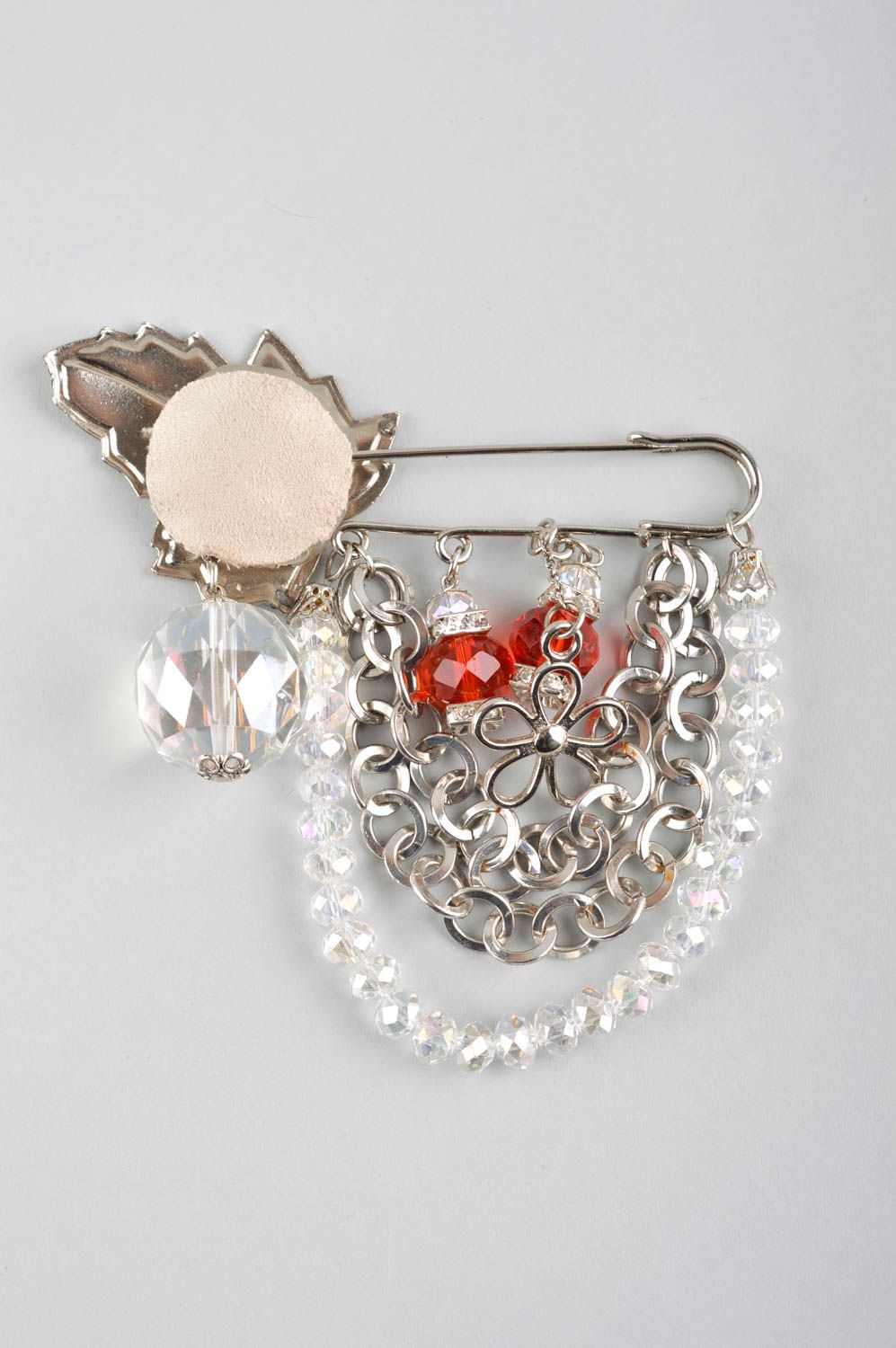 Unusual handmade metal brooch beaded brooch jewelry fashion accessories  photo 3