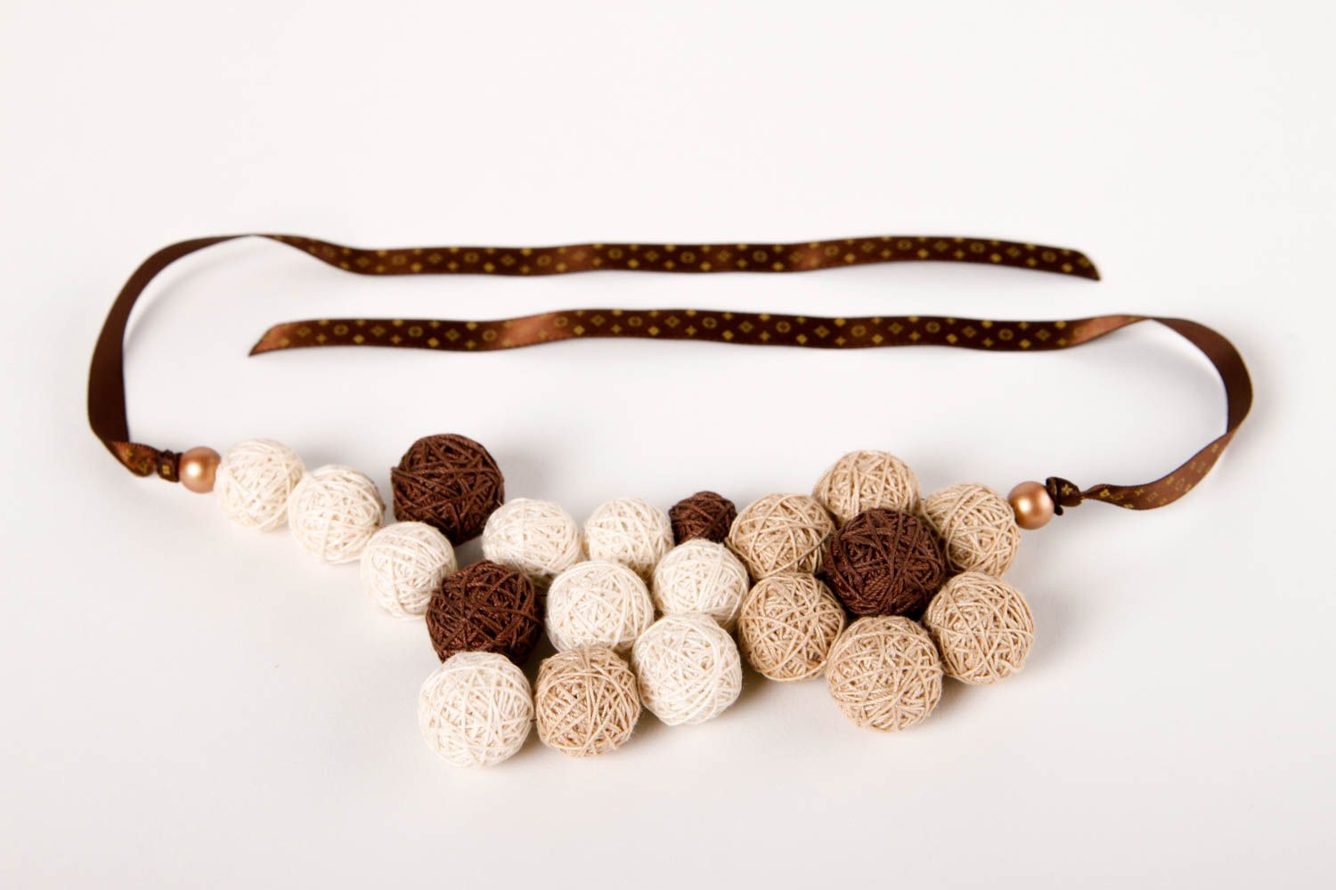 Beautiful handmade textile ball necklace neck accessories for girls gift ideas photo 2