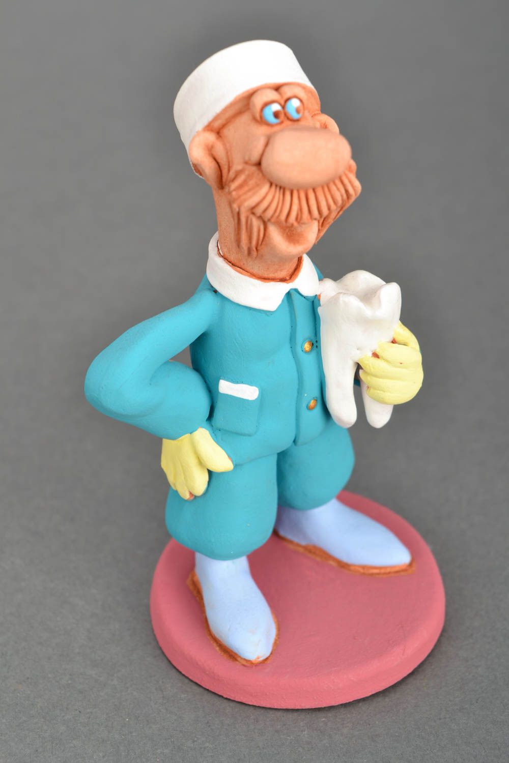 Statuetta dentista in argilla fatta a mano figurina decorativa in ceramica 
 foto 3