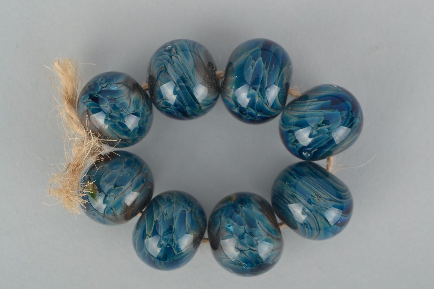 Blue glass beads photo 1