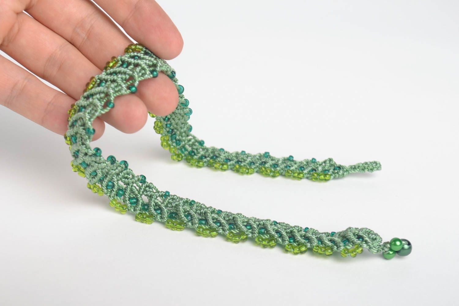 Collier textile fait main Bijou textile Accessoire femme vert original photo 5