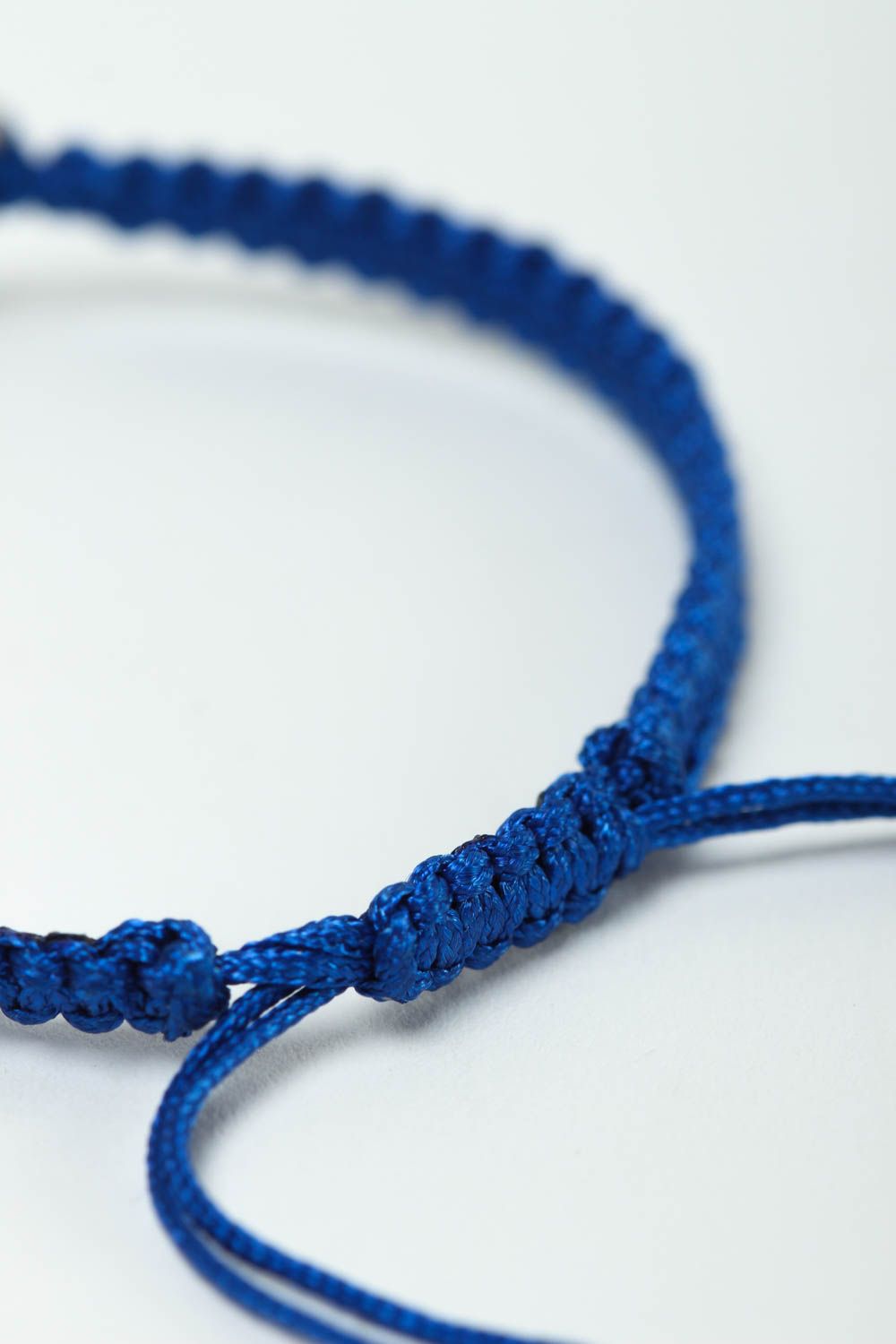 Handmade blue adjustable bracelet woven stylish bracelet wrist accessory photo 4