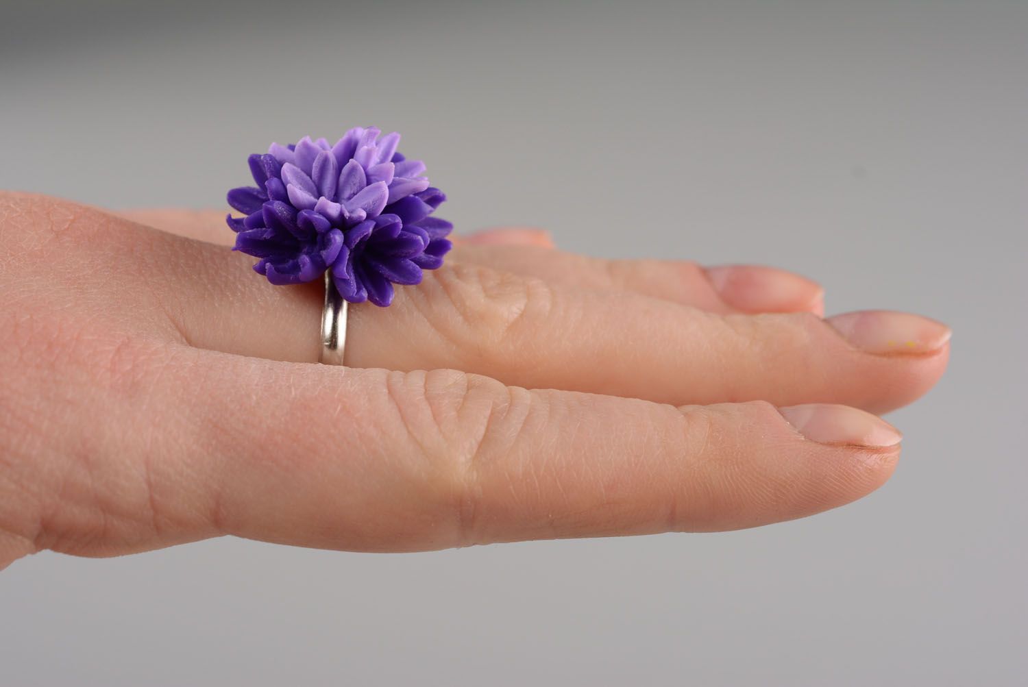 Polymer clay ring Lilac photo 3