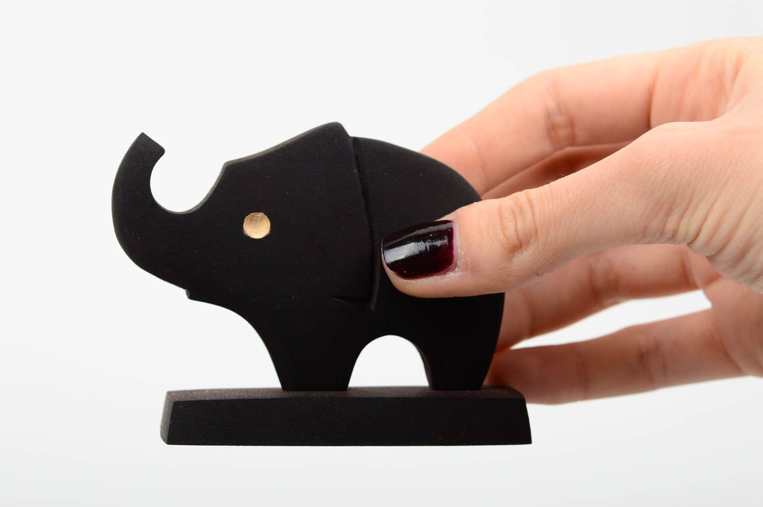 Figurine éléphant faite main Statuette en bois noire minimaliste Déco maison photo 5