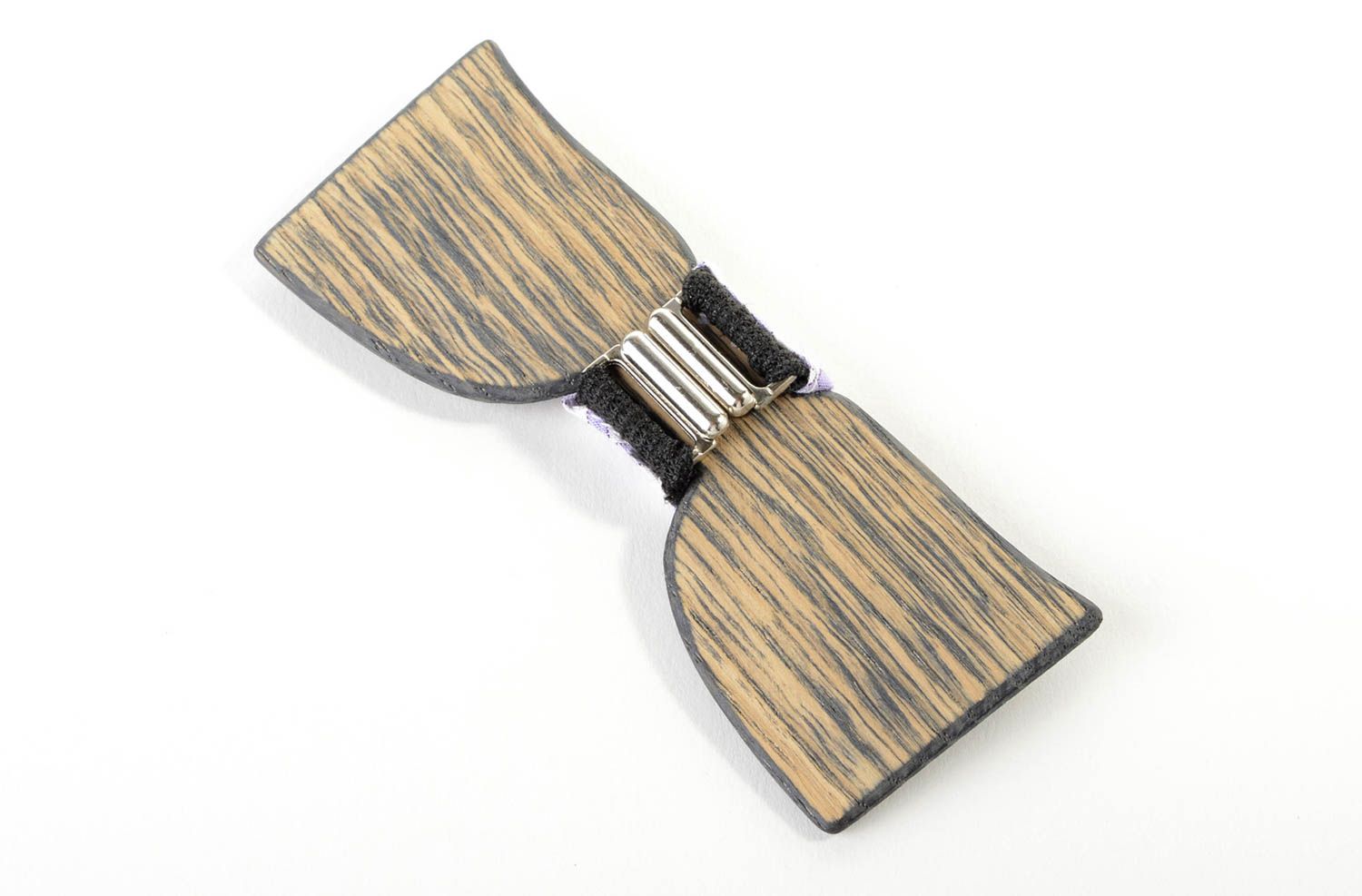 Dunkle Fliege aus Holz handmade Accessoire für Männer Krawatte Fliege kariert foto 3