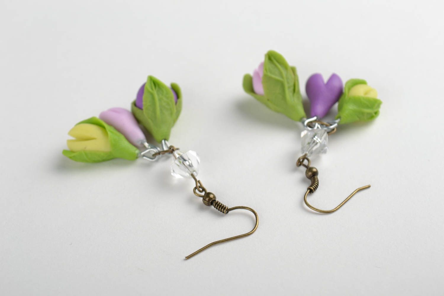 Dangling earrings flower jewelry handmade earrings polymer clay gifts for her photo 4