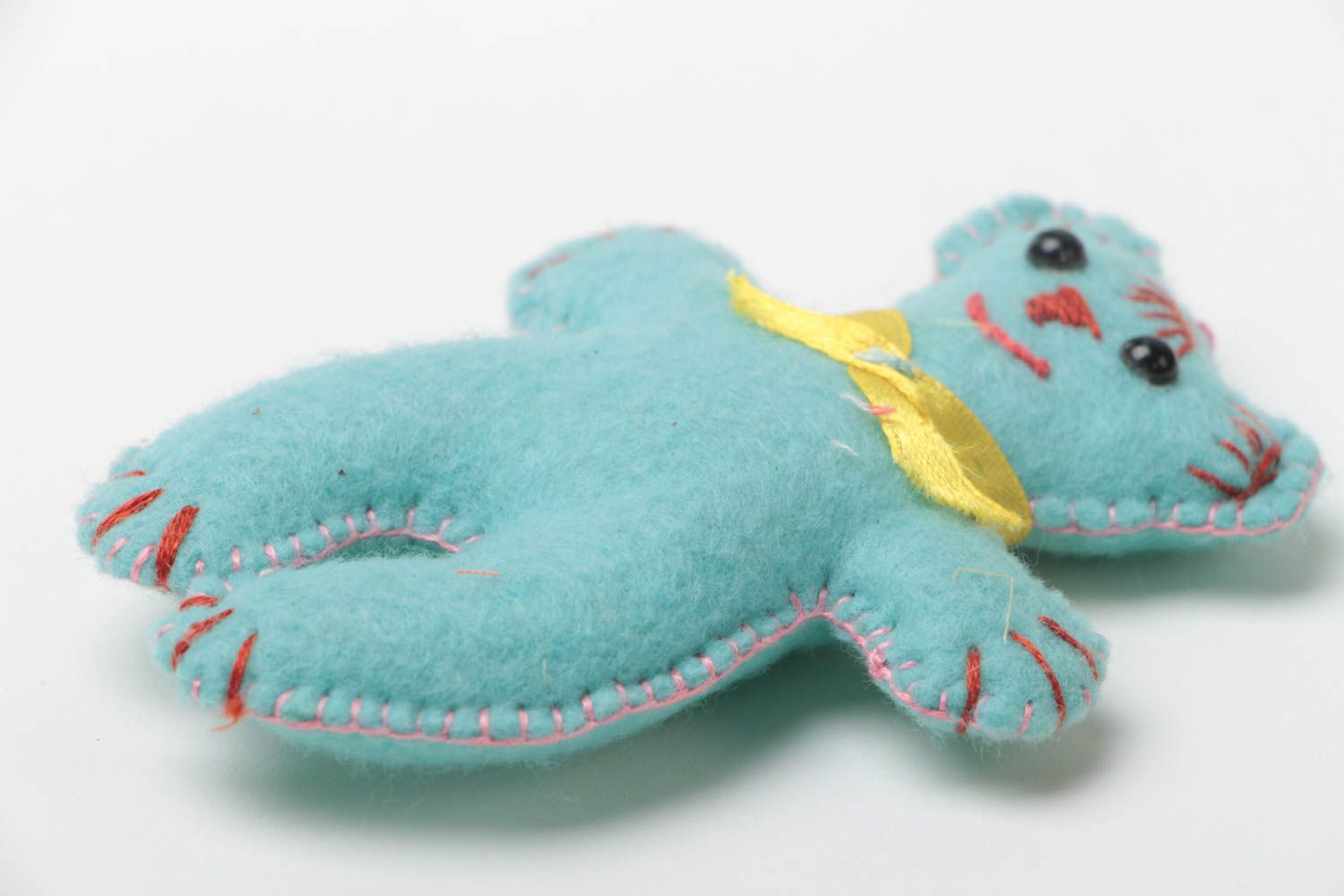 Мягкая игрушка медведь из ткани ручной работы оригинальный голубой красивый фото 3