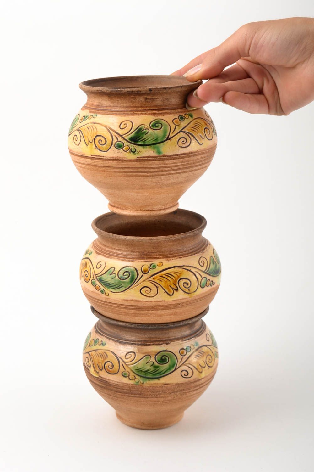 Pots cuisine fait main Vaisselle céramique design peint Déco cuisine 3 pièces photo 3