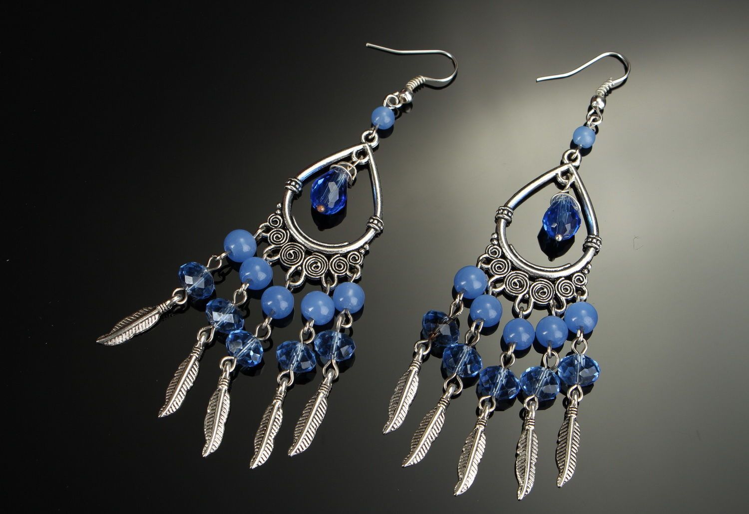 Earrings with crystal and glass photo 3