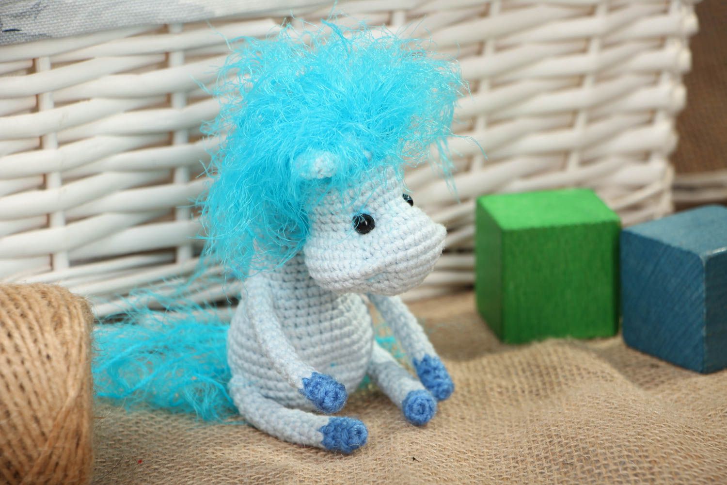 Soft crochet toy Blue Horse photo 5