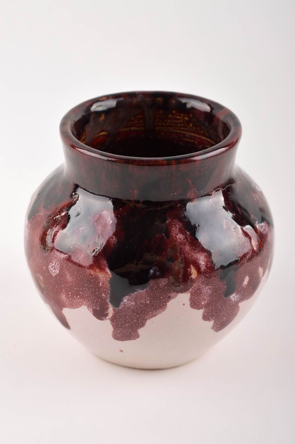 Cherry color clay flower pot for home décor 4, 0,67 lb photo 2