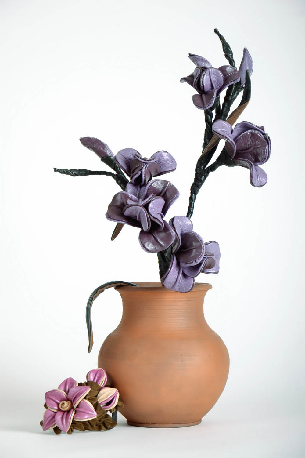Decorative leather flowers Iris photo 2