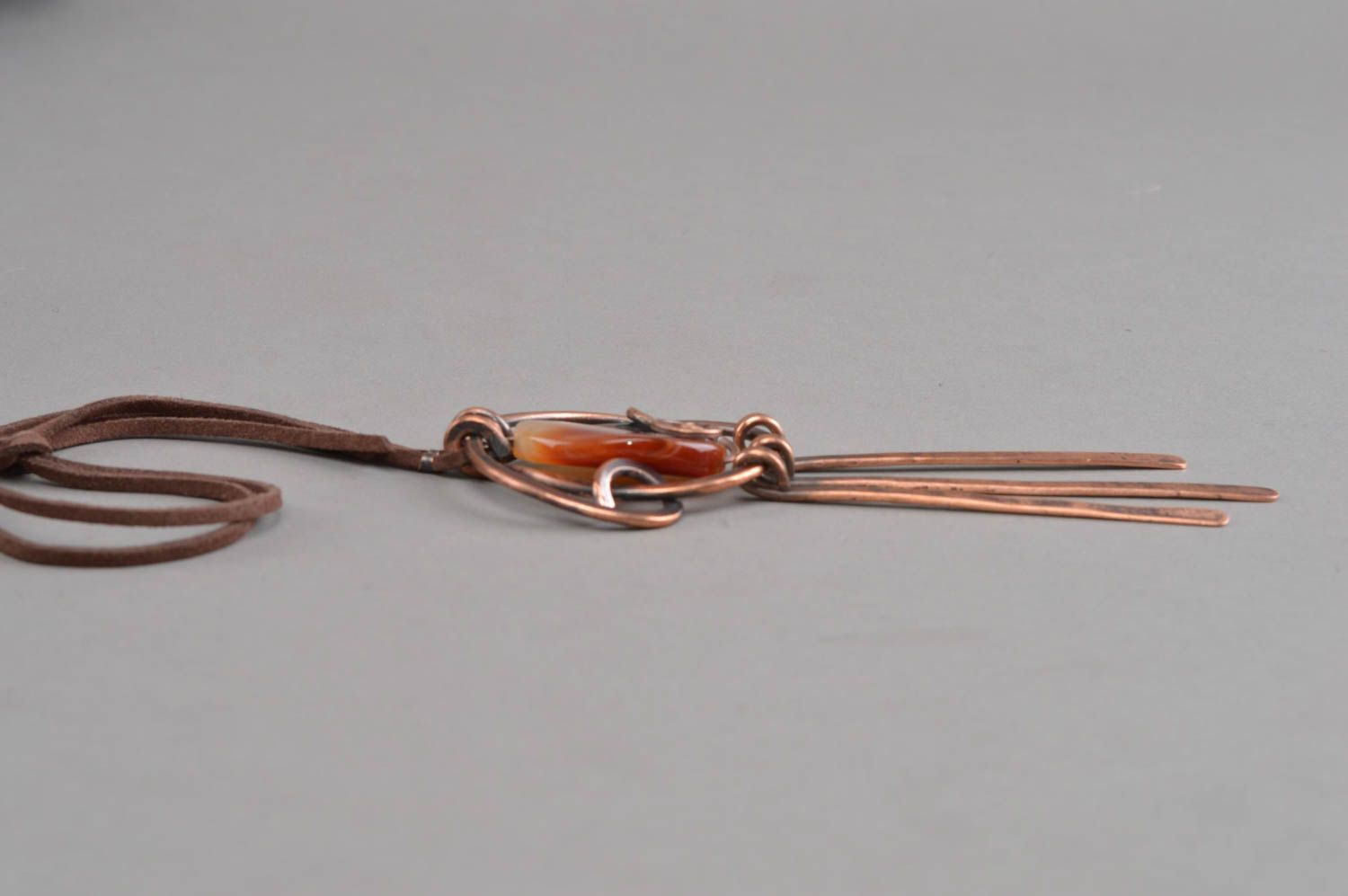 Copper handmade pendant unusual stylish accessory designer beautiful jewelry photo 4