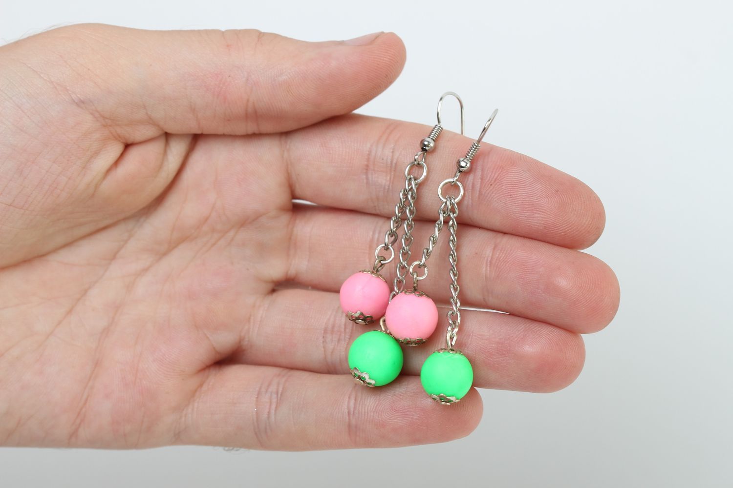 Handmade earrings with charms unusual ball earrings elegant stylish jewelry photo 5