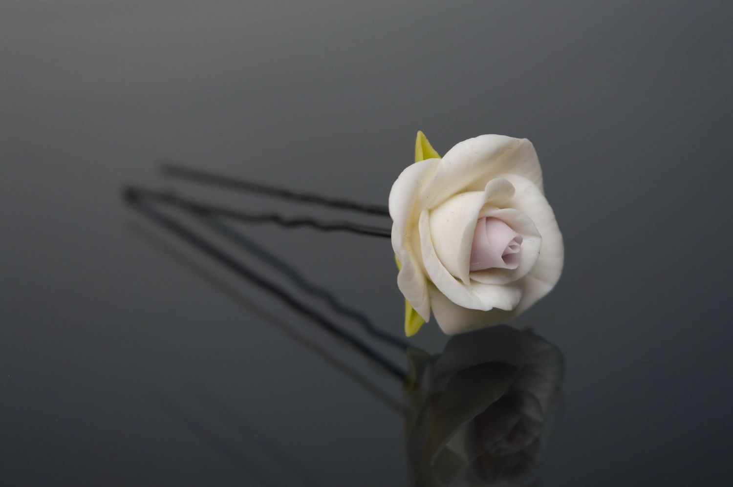 Haarnadel aus Porzellan Weiße Rose foto 1