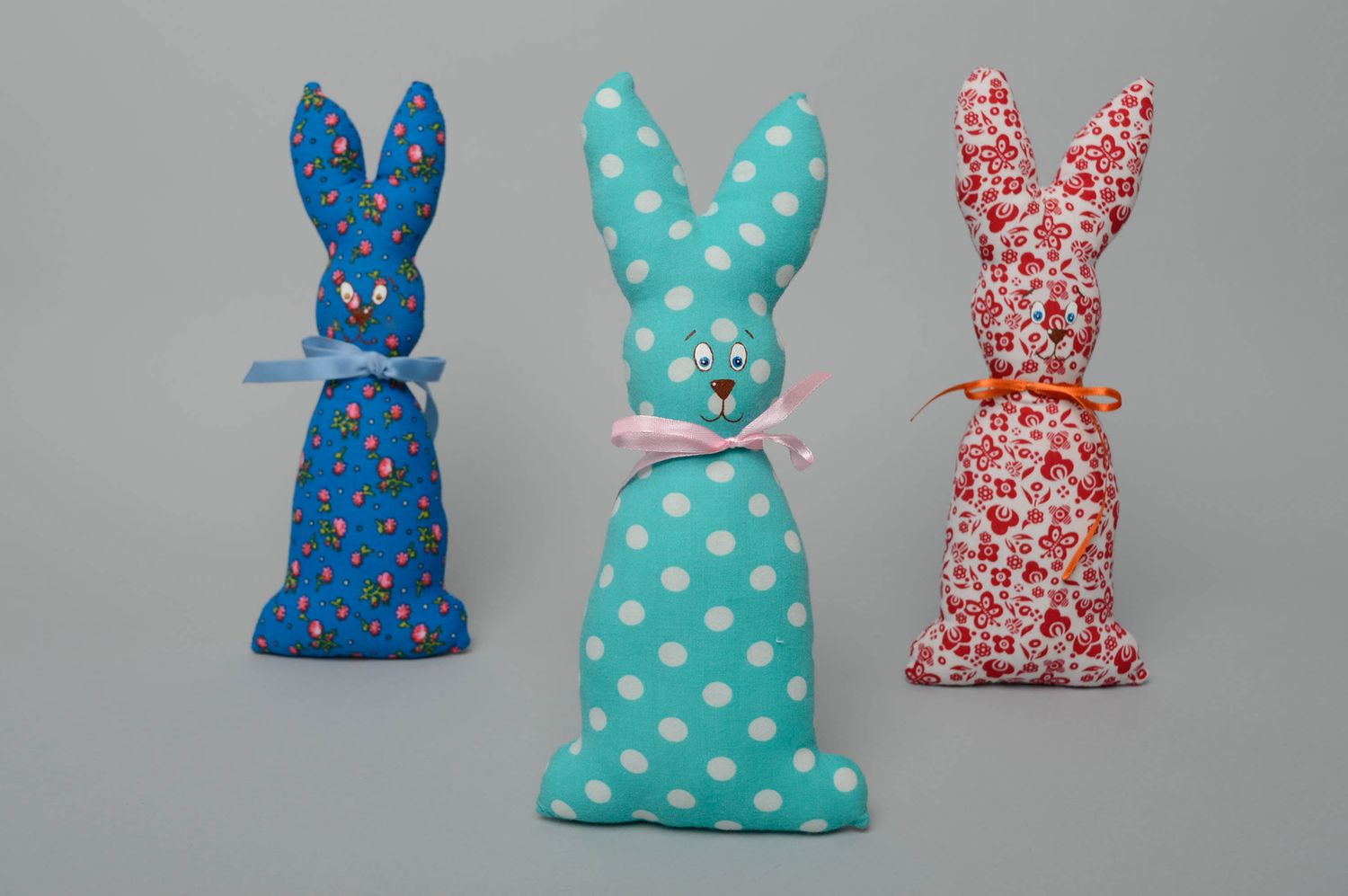 Handmade soft toy Turquoise Polka Dot Rabbit photo 4
