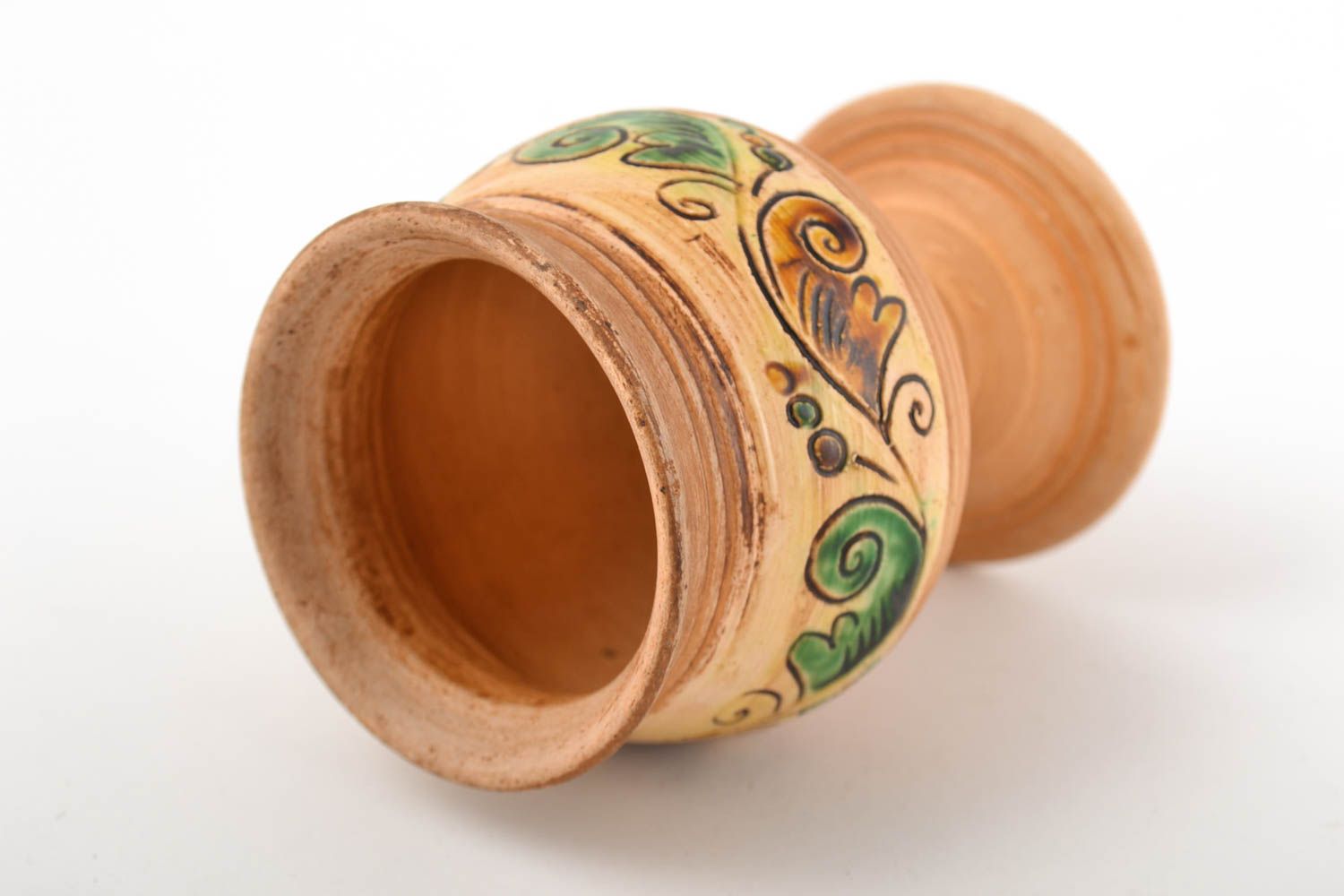 Becher aus Ton handmade Keramik Geschirr Küchen Deko mit Bemalung schön foto 4