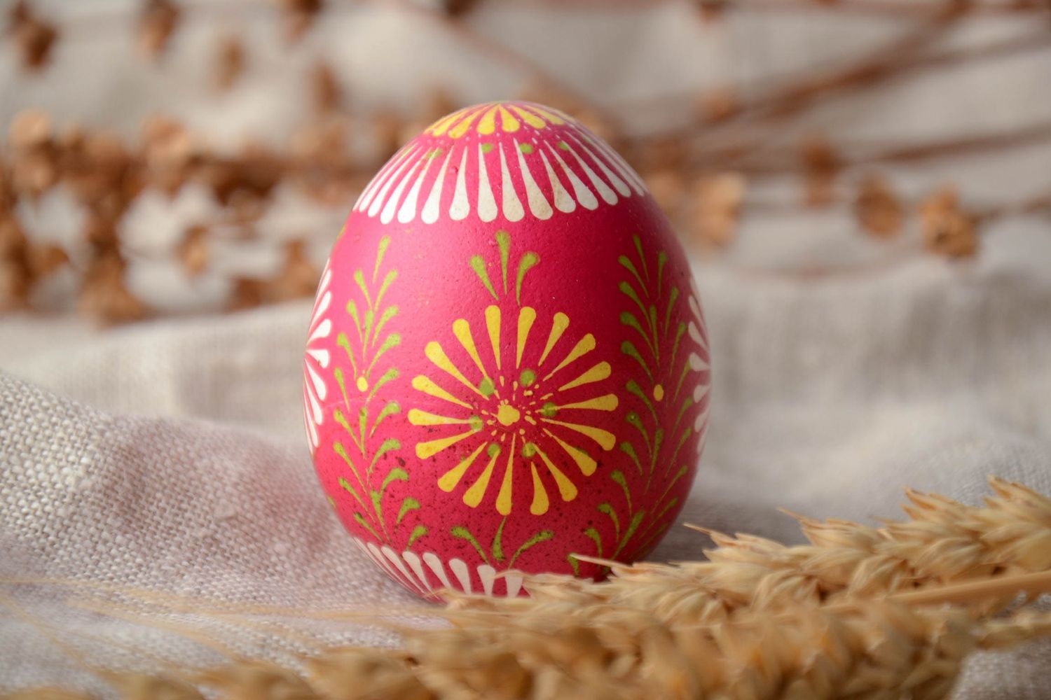 Handmade Easter egg painted in Lemkiv style manually photo 1