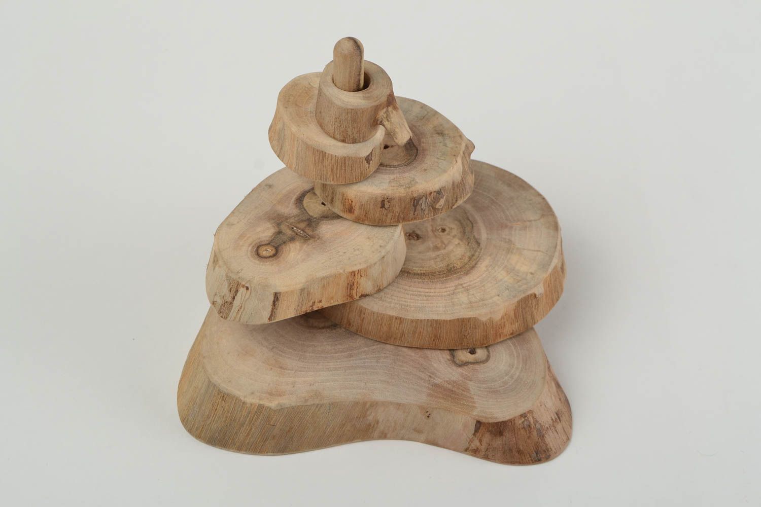 Handmade wooden eco toy pyramid souvenir for children developing designer toy photo 1