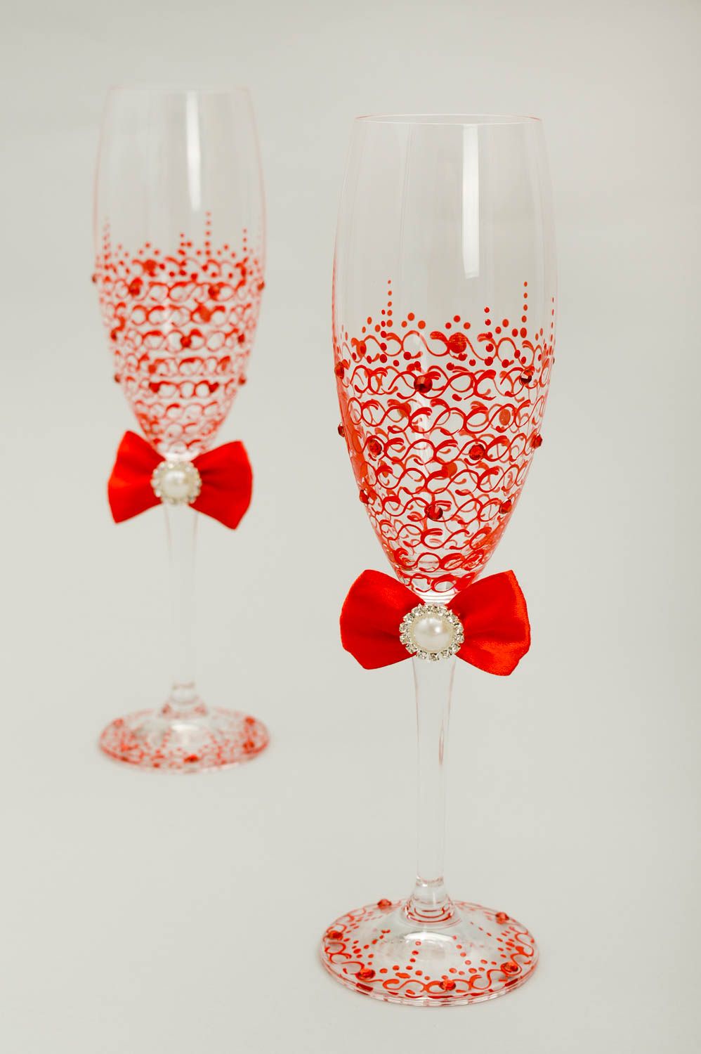Wedding glasses handmade 2 wedding champagne glasses decorative wine glasses photo 2