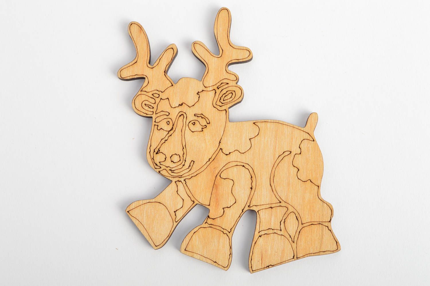 Handmade decorative blank for creative work made of plywood in the form of moose photo 2