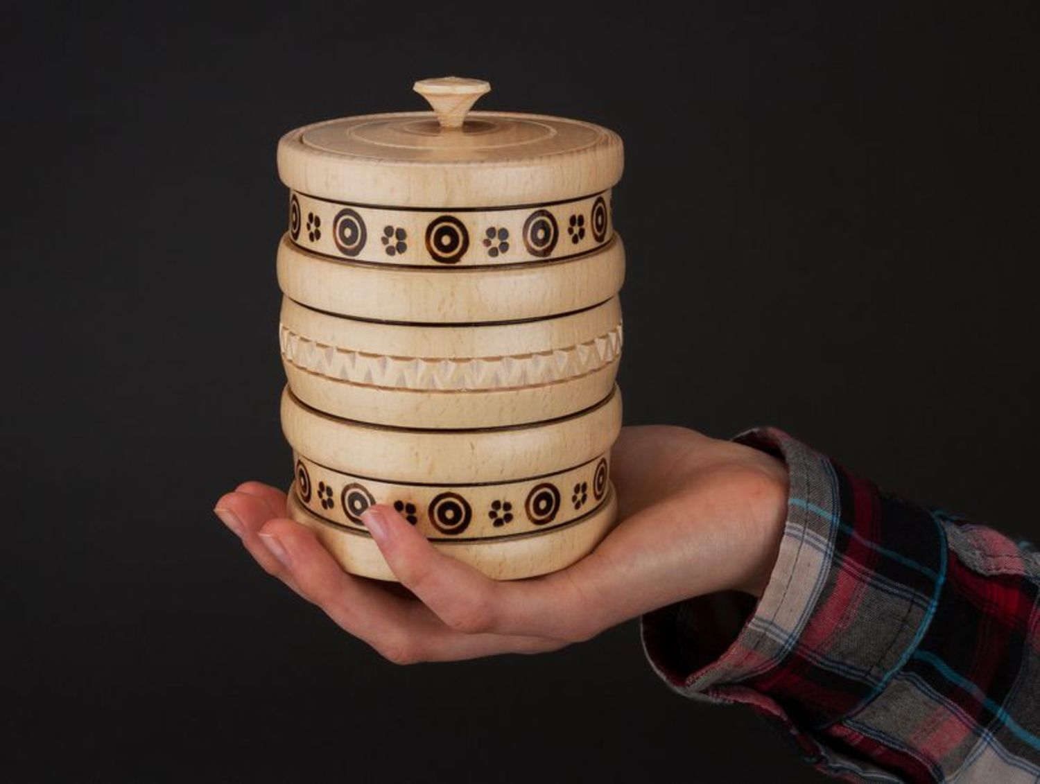 10 oz wooden handmade jar for kitchen décor 0,6 lb photo 3