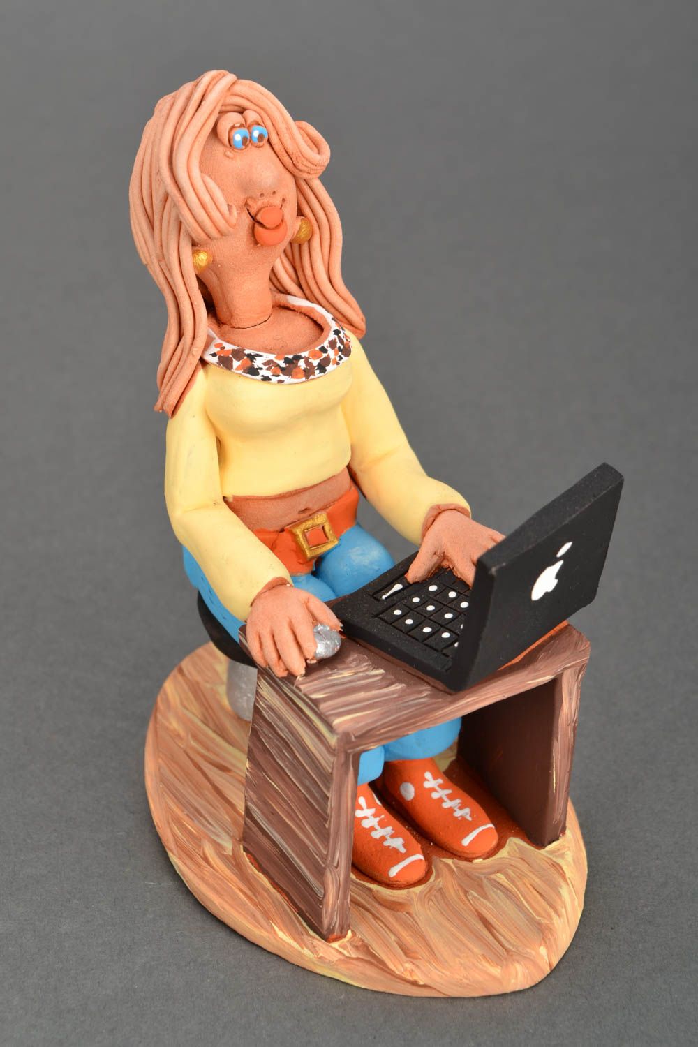 Clay souvenir statuette Programmer with Laptop photo 3