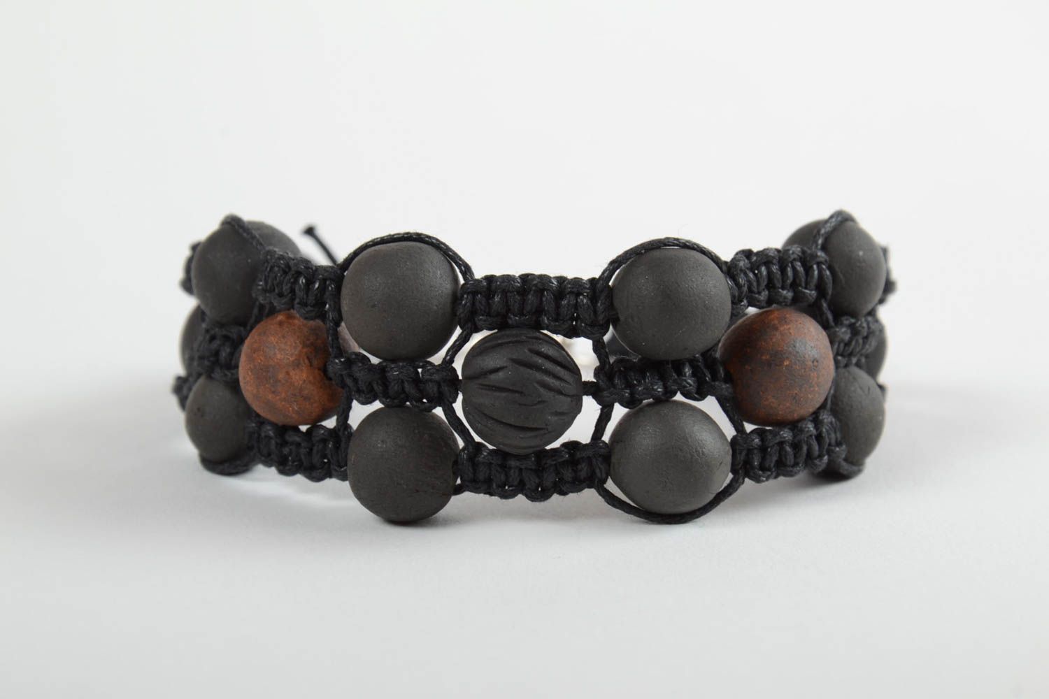 Women handmade woven cord bracelet wrist bracelet with beads fashion accessories photo 1