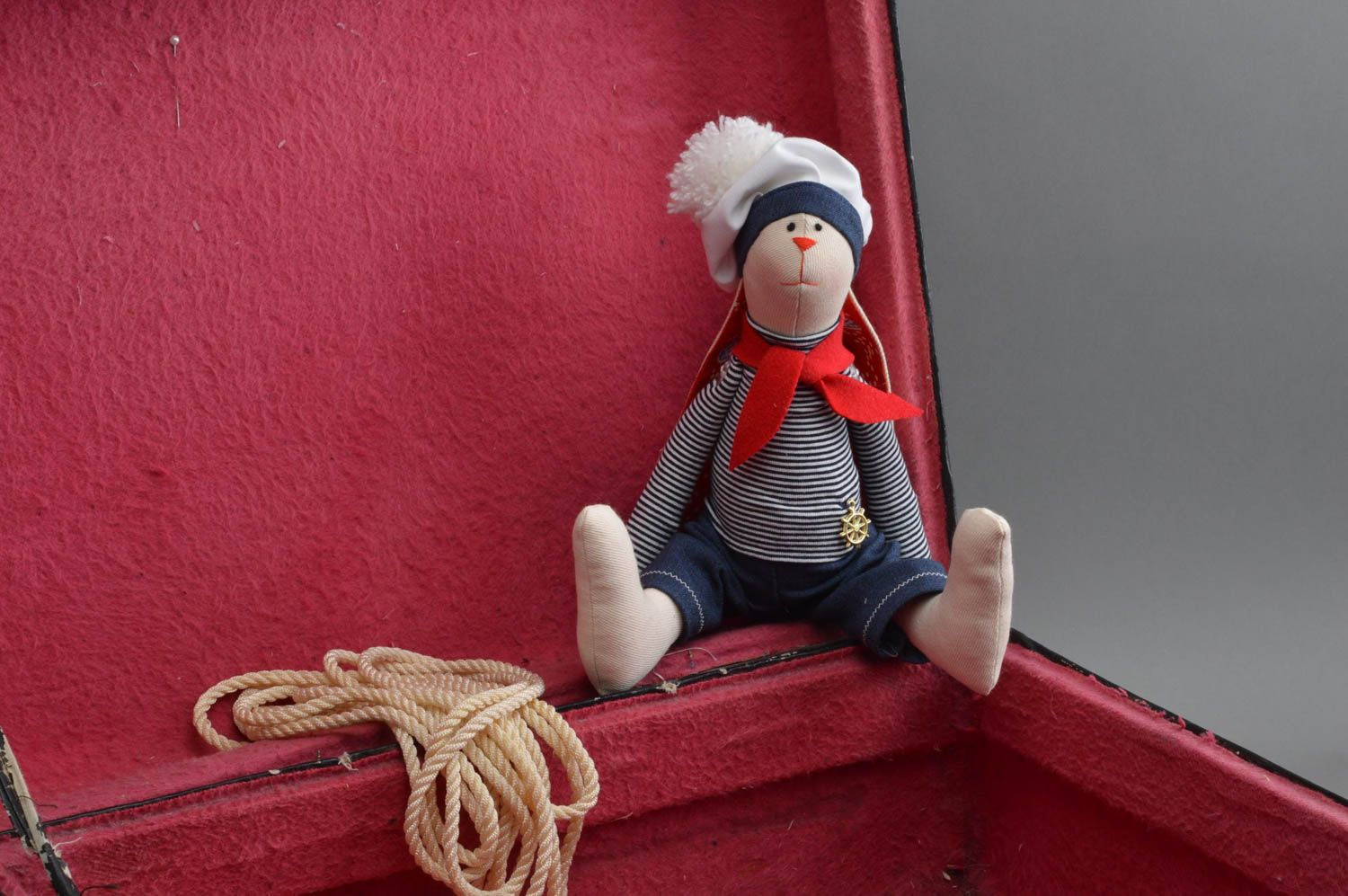 Peluche lapin fait main Jouet pour enfant Cadeau original cousu en coton photo 1