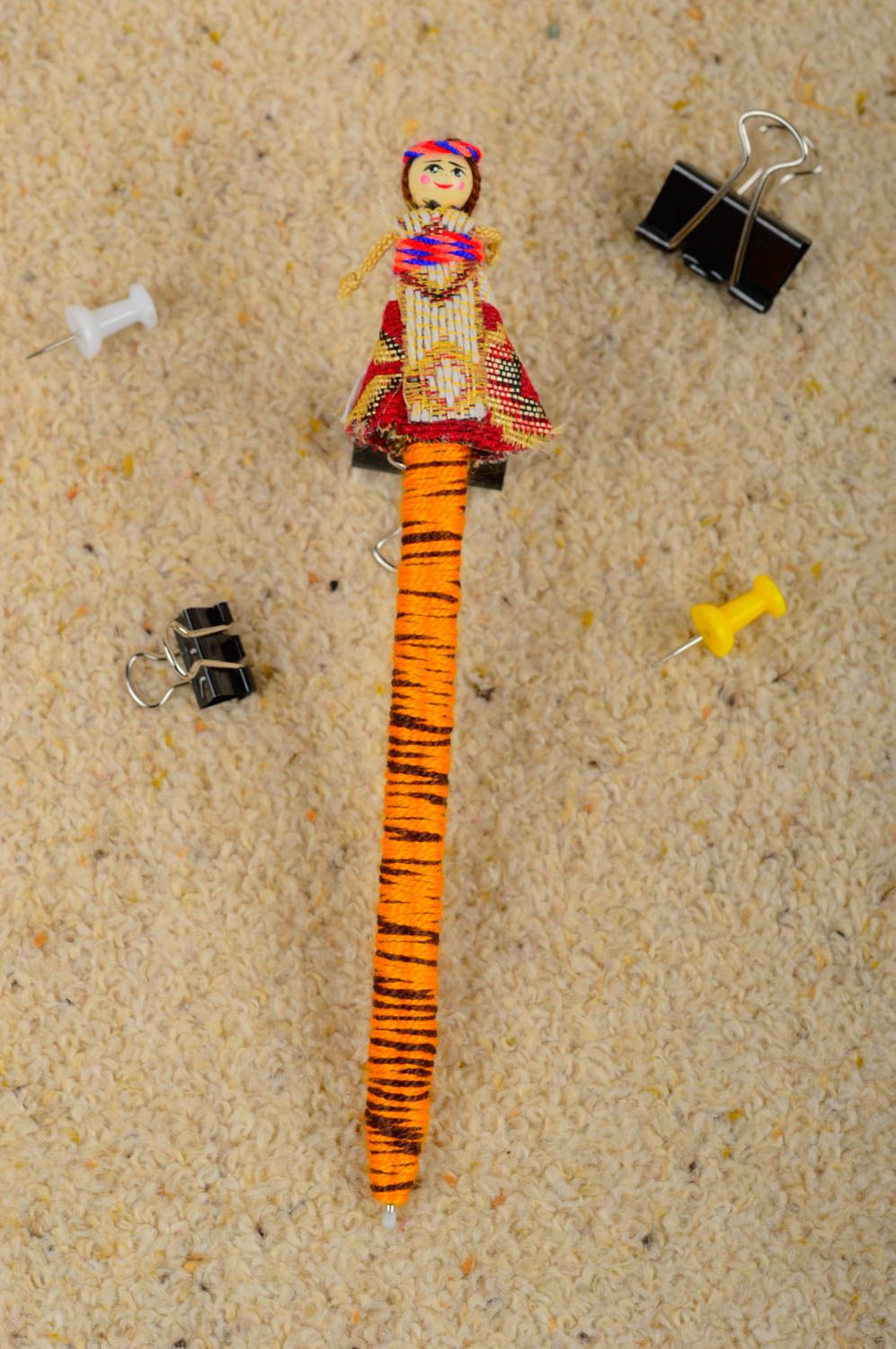 Детская ручка хенд мейд подарочная ручка с куклой шариковая ручка красивая фото 2