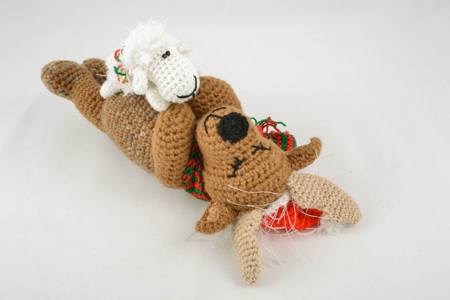 Brown crochet toy Elk and Lamb photo 2