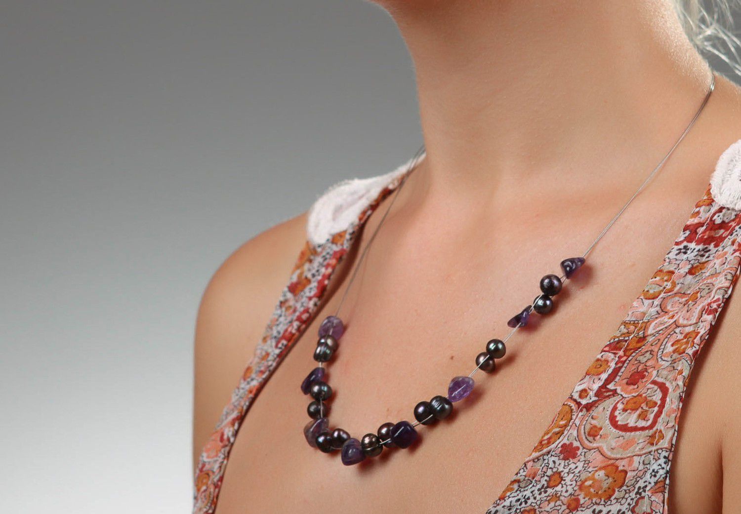 Handmade necklace with natural stones photo 5