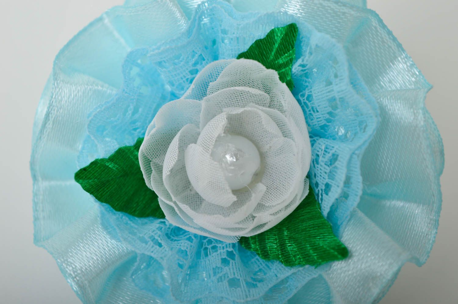 Handmade Schmuck blau Blumen Haargummi Mädchen Haarschmuck Rose elegant zart foto 5