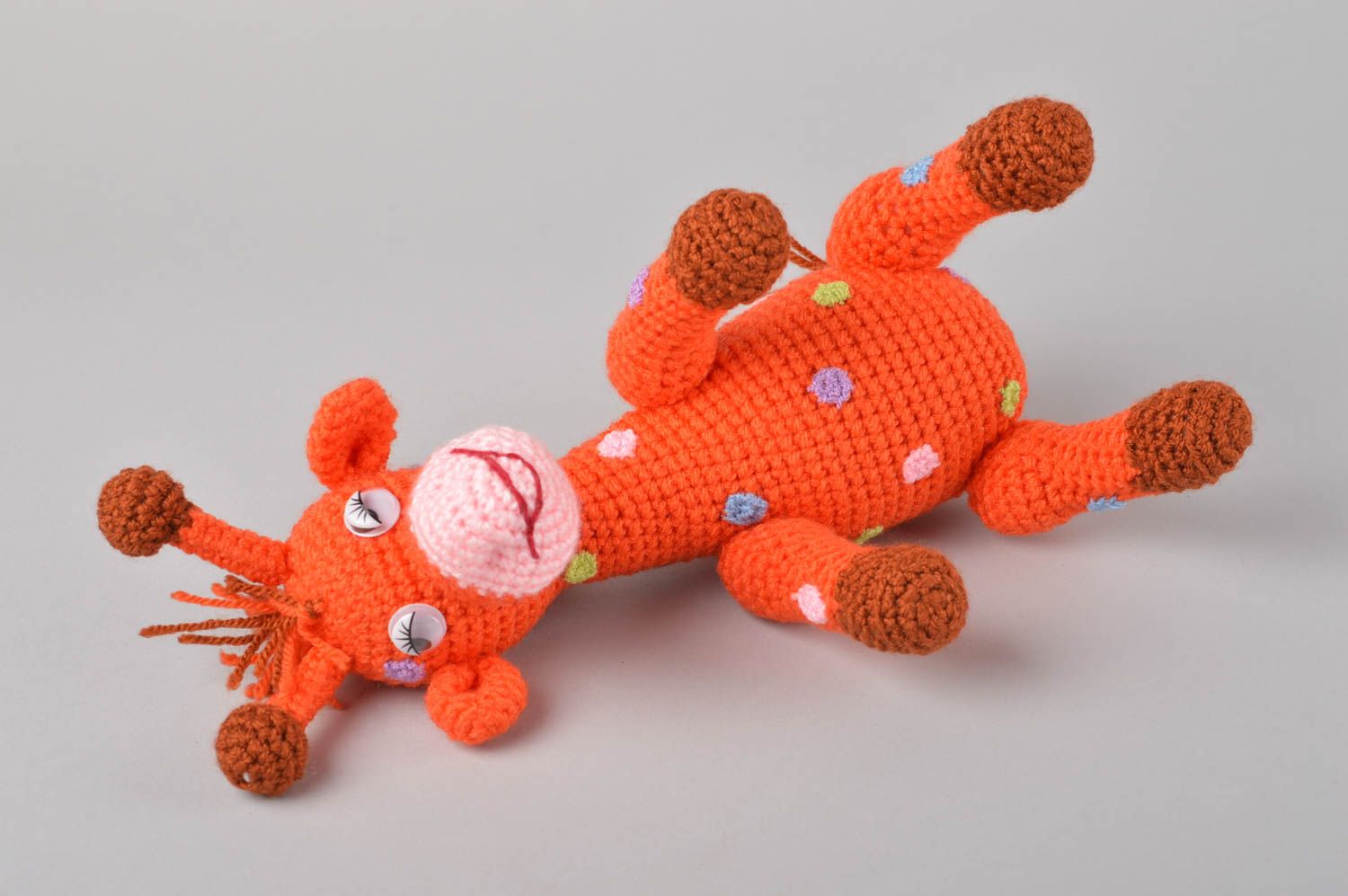 Peluche girafe orange Jouet fait main tricoté au crochet Cadeau pour enfant photo 5
