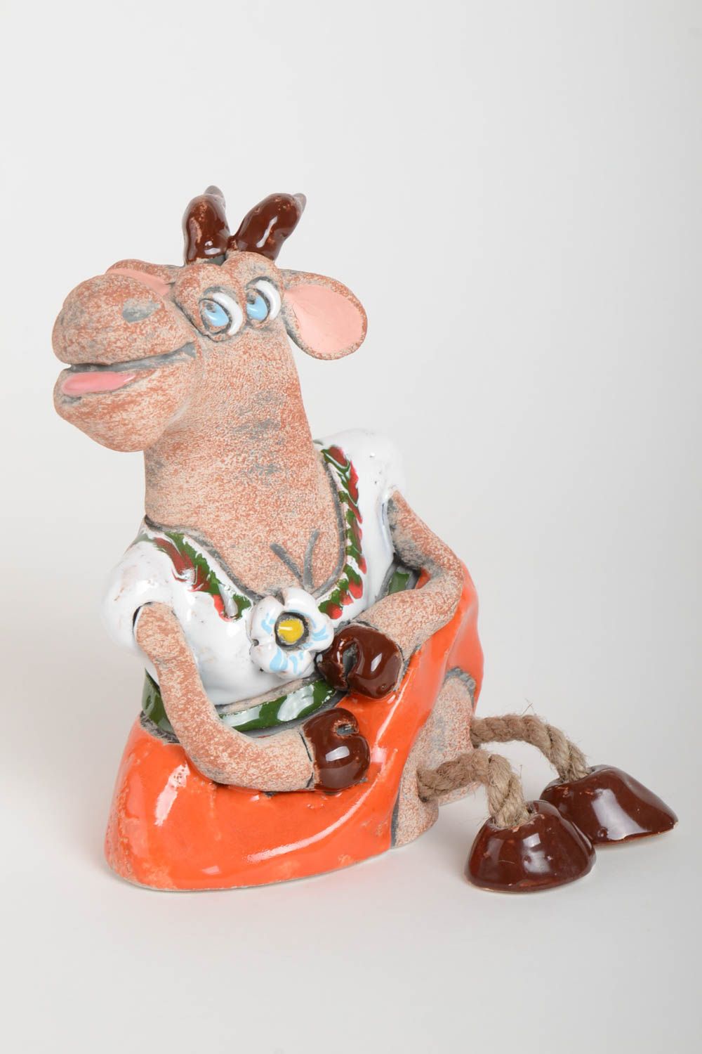 Tirelire fait main Figurine animal chèvre mignonne en argile Cadeau original photo 2