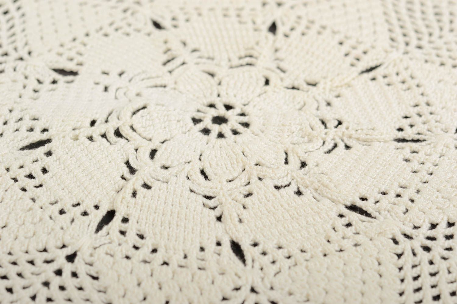 Napperon tricot fait main Déco cuisine blanc Cadeau femme coton original photo 3