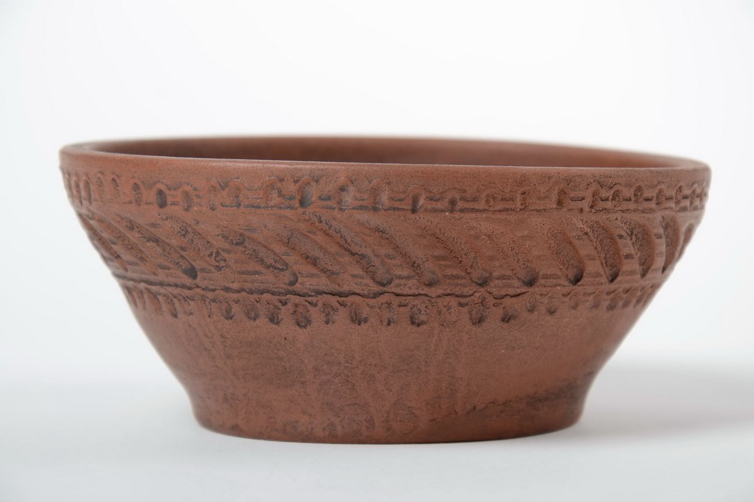 Beautiful small handmade designer brown clay bowl 250 ml  photo 2
