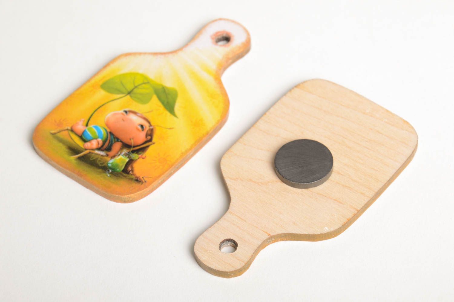 Handgemachte Geschenke Magnete für Kinder Holz Magnet Deko Accessoires 2 Stück foto 3