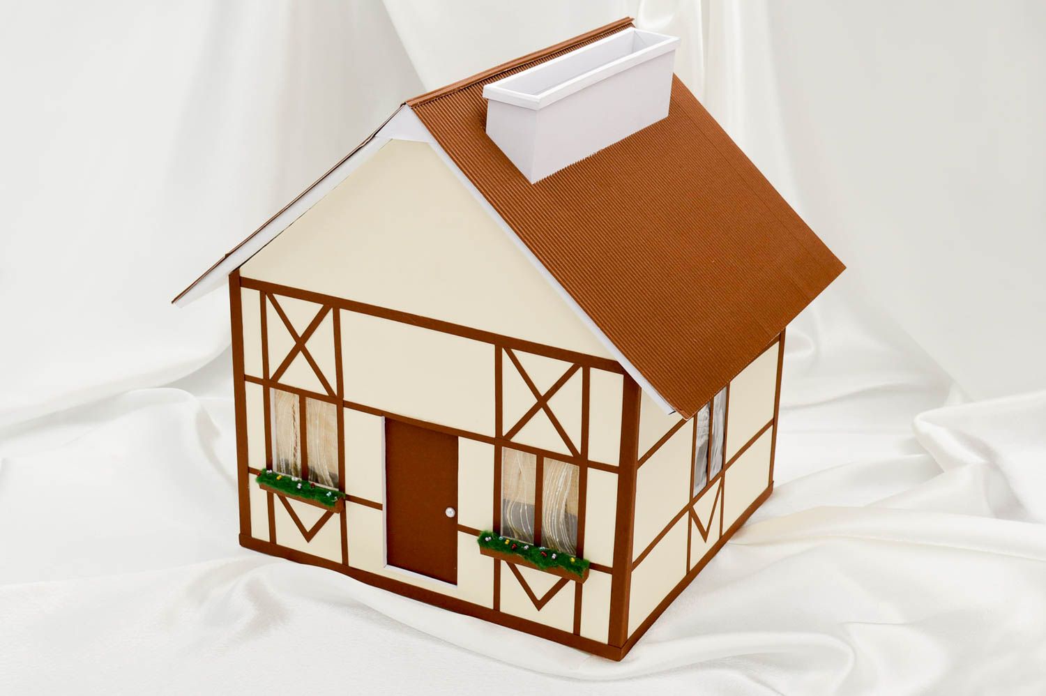 Caja de cartón artesanal en forma de casa artículo para boda regalo original foto 1